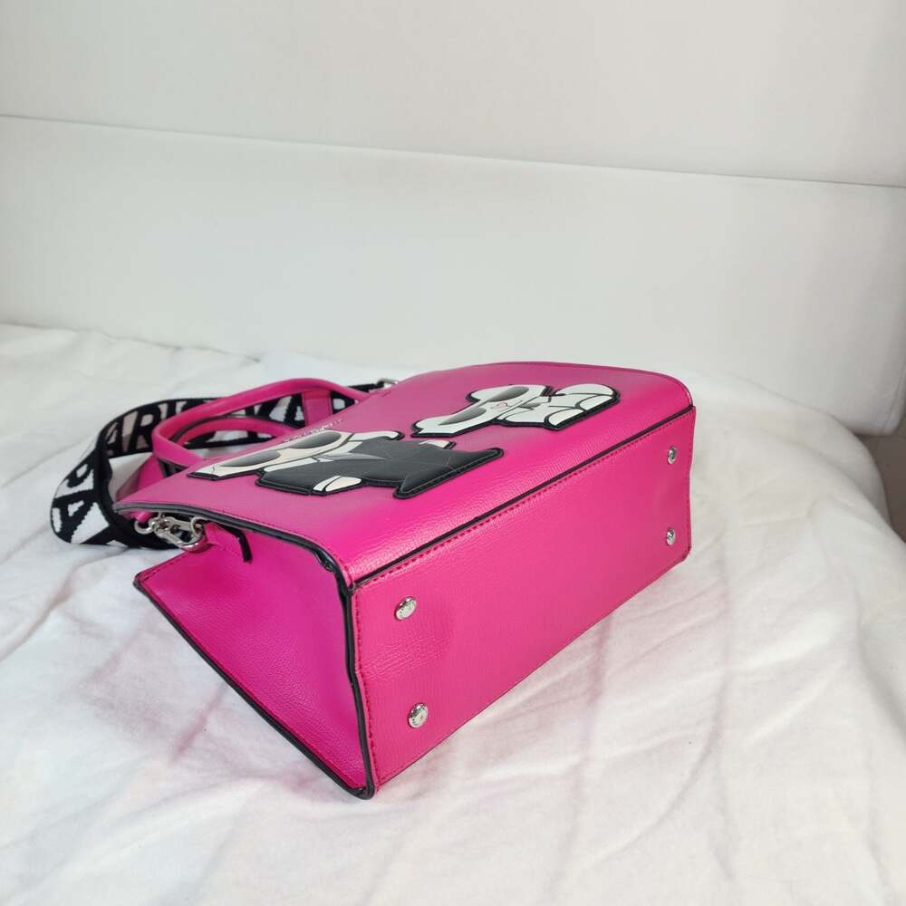 Karl Lagerfeld Paris Maybelle Choupette Satchel Fuchsia Crossbody  Bag NWOT+ Dus - Picture 8 of 10